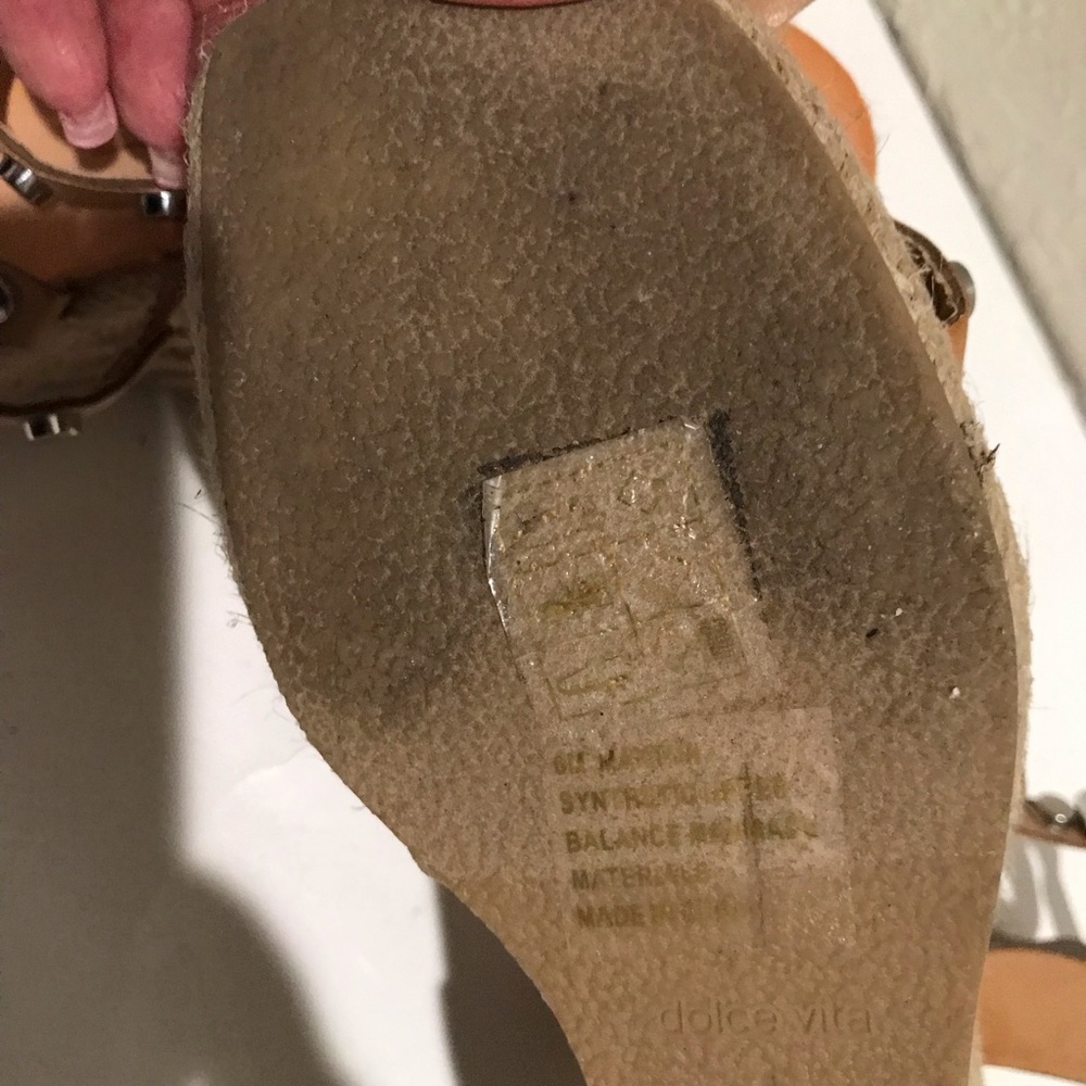 Dolce Vita Maxton Tan Espadrille Strappy Studded Square Toe Wedge Sandals 6 1/2 - Picture 12 of 15
